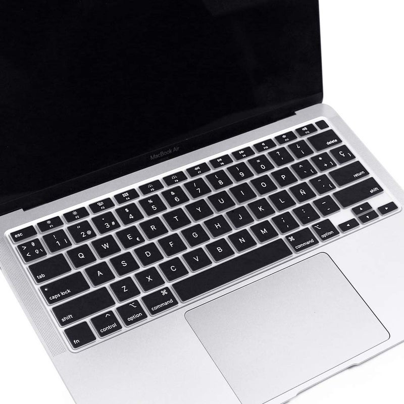 ProElife Spanish Keyboard Cover with U.S Layout for 2021 2020 MacBook Air 13 Inch Model A2179 and A2337 Apple M1 Chip with Touch ID Keyboard Accessories Ultra Thin Silicone Protective Skin (Black) - Image 3